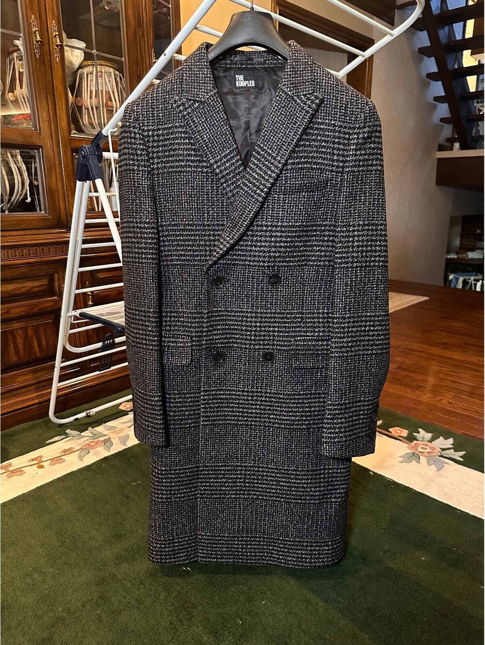 The Kooples Men's Grey and Brown Over Coat Size 46 euro